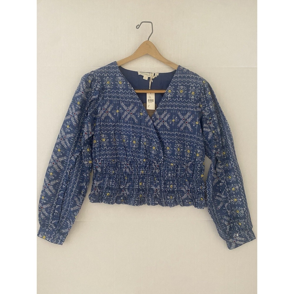 Anthropologie Forever That Girl Embroidered Smocked Blouse Size‎ Small NWT